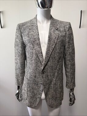 Vintage 90’s Men's Gray Textured Single-Breasted Blazer